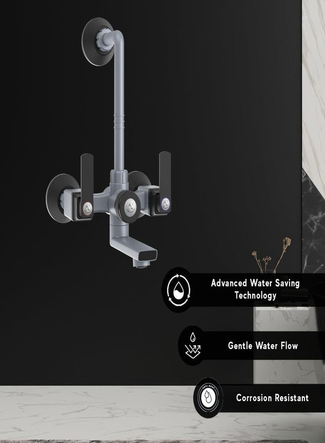 R. N. RN PTMT Superior Plastic Faucet 3 in 1 L-Bend Wall Mixer Tap for Bathroom for Hot & Cold Water | Provision to Connect Overhead Shower (Metallic-Grey-Black)_RNABP09B19 |20mm Cartridge| 3 Years Warranty - Image 3